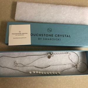 Touchstone Crystal White Crystal Pearls Get In Line Necklace